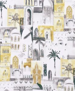Marrakech Charcoal / Ochre Fabric